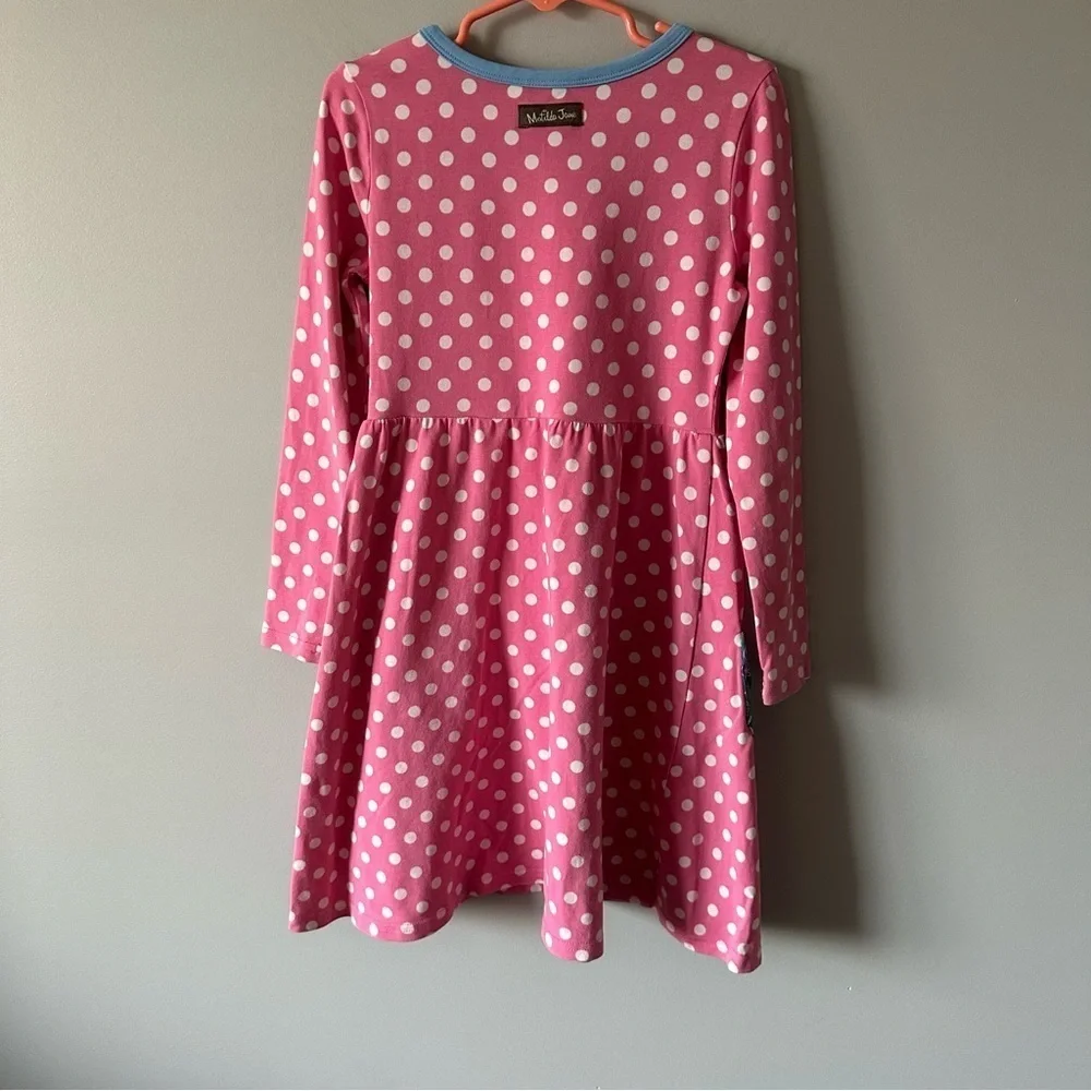 Matilda Jane Make Believe Collecting Leaves Lap Dress Size 6 Pink Polka Dot